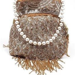 Women Blingy Embellished Gold Potli Bag-image-80