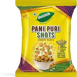 Daishik Pani Puri Shots Crispy Puff | 60g,Roasted Not Fried | Perfectly Crispy, Healthy & Tasty Snack | High Source of Dietary Fiber | 100% Vegetarian | No Trans Fat | Pack of 4 x 60g | 240g-image-36