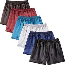 Mens Satin Boxer Shorts Pack, Silk Feeling Sleep Shorts Underwear with Button Fly, Silky Pajama Bottoms for Men-image-36