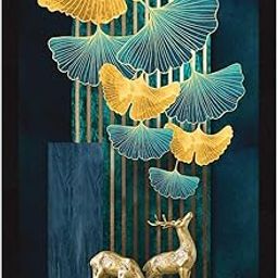 ArtX Paper Golden Deer Wall Decor Paintings with Frame for Home Decoration - Painting for Living Room - Framed Painting for Wall Decoration, 12.0 X 18.0 inches, Set Of 1-image-88