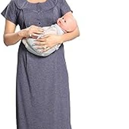 Fabme Women's Cotton Textured Floor Length Nursing Nighty-image-20
