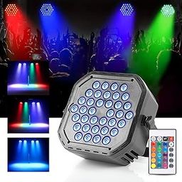 Gesto RGB Stage Par Light -DJ Light with Remote Control | UV 6in1 Color Uplightning Led Lights | Color Changing Disco Party Lights for Birthday,House Party,Disco Show,Diwali Lights,Events-36 Led-image-14