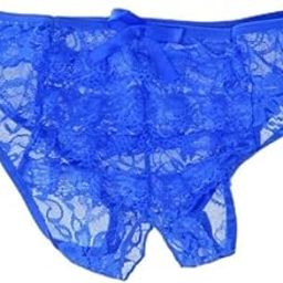 Womens Lace Open Crotch Low Rise Sexy G-String Underwear Dark Blue M-image-15