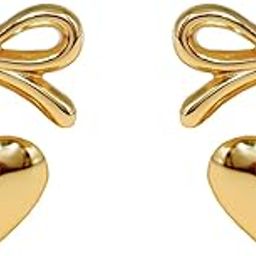 Gold Bow-Mance Heart Drop Coquette Aesthetic Earrings for Women Fashion | Mother's Day Gifts for Mom | Chic Accessories for Women Ear Tops Fashion Jewellery Bow Earrings for Girls Stylish | Valentine Gift for Girlfriend-12