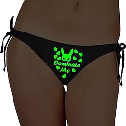 Glow in The Dark Dominate Me Black Satin Panty-image-99