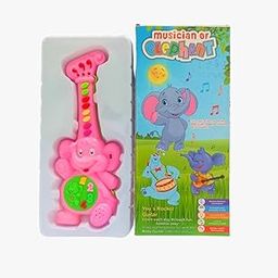 Musical Elephant Guitar Toy, Educational Learning Toy with Sound, Pink-image-38