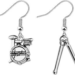 Music Festival Drums Dangle Earrings Drummer Gift Drummer Jewelry Drum Kit and Drumstick Charm Earrings Gifts Drum Player Band Gifts, Metal-image-59