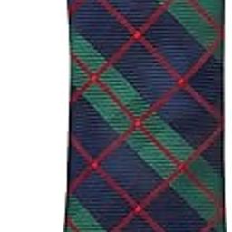 Navy Blue & Green Microfiber Checkered Necktie For Men-image-86