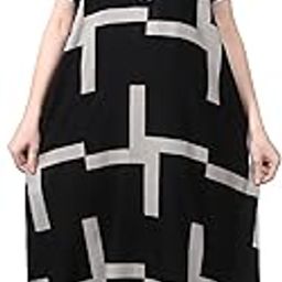 Women’s Nightgown | Wine Color with Abstract Geometric Print | Embroidered Neck Sleepwear | Premium Lounge Gown-image-3