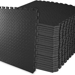 Chekido 1 Inch/25mm Gym Mats for Floor Workout at Home Gym Floor Mats for Heavy Workout Exercise, Gym Equipment Puzzle mat Interlocking Eva Foam Flooring Rubber Tiles Yoga, Kids (4 pcs, Black)-11