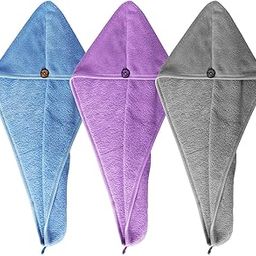 3 Pack Microfiber Hair Towel Wrap for Women, Anti Frizz Absorbent Bath Shower Hair Turbans, Quick Dry Soft Hair Hat for Drying Curly, Long & Thick Hair (Multicolor)-15