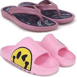 Combo Pack of 2 Slipper/Flip Flops/Slides/Clogs/Sandals for Women (V-Sflower Vs Tatoo-Eyes)-image-59