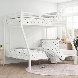 Bunk Bed Twin Over Twin Size with Ladder, Metal Bed Frame with Sturdy Guardrail, Space-Saving Design, No Box Spring Needed, Noise Free, White, Painted (Cream White, Medium)-25