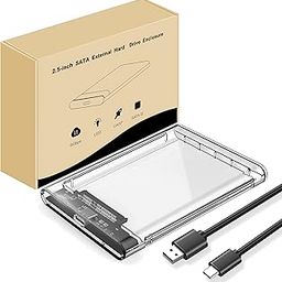 Storite 2.5'' Hard Drive Enclosure | 6 Gbps USB 3.1 Type C to SATA III External Hard Drive Transparent Case for SSD, HDD Compatible with PC, Laptop, TV-26