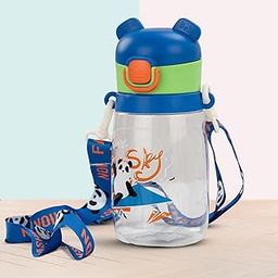 BAYBEE Bamboo Sipper Water Bottle with Straw for Kids | Leak Proof Sippy Water Bottle with Adjustable Strap | BPA Free & Non-Toxic 550ml Capacity | Drinking Sippy for School Kids Boys Girls (Blue)-image-75