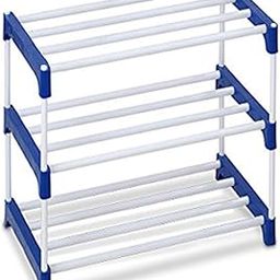 Ebee 6 Pairs Metal Shoe Rack (Blue, 3 Shelves)-28