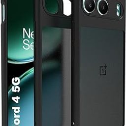 RIGGEAR Shockproof Sleek Hybrid Armor Back Cover Case Compatible with OnePlus Nord 4 5G (Smoke Black Matte PC + Black TPU Bumper)-22