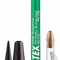 Eyetex Kajal Supreme Herbally Enhanced, Black, Deep Black Matte Finish, Smudge-Proof, Water-Resistant, Vegan, Earthen Pigments, Extracts of Aloe & Carnauba, 6-hr stay, Built-In Sharpener.with free Eyetex Kajal Stick-39