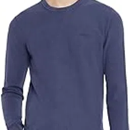 guess Men's Blue Solid Crew Neck Long Sleeves Sweater-picture-20