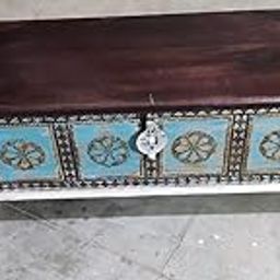 Wooden Trunk Pitara, Home Decoration | Centre Table | Coffee Table | Antique Pitara for living room Mango Wood| Multicolour,(116*40*45cm)-image-29