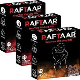 RAFTAAR 2 Packet Strawberry 1 Packet Chocolate 1500+ Dots Extra Time Condoms Total 9 units Condoms for Men-16