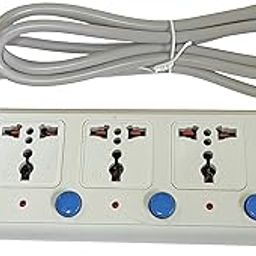 Stone Computer Power Strip Plug sockets Switch Board Power Plate Home Office Extention Board 4 Universal sockets -2 Meters Long Card 6 Amp 1500 watts Multi Plug Compatibility for Laptop mobiles-24