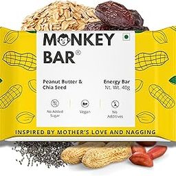 MONKEY BAR - Peanut Butter & Chia Seed Energy Bars - 10 Bars, 40g each, Just 4 Plant-based Ingredients, Best for Healthy & Clean Snack, No Added Sugar, No Additives-image-24