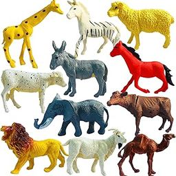 Mallexo Realistic Domestic Farm Animals Figures Toys with Jungle Safari Animal 12PCS Plastic Big Size Wild Animals Playset for Kids Set Educational Learning Gift for 3 Years Old & Up (Farm+Jungle)-2