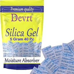 Devrt Silica Gel Dehumidifier Desiccant Sachet 5 gram Pack of 40 Packets, Moisture absorbents, Dehumidifier Silica Gel for Room Kitchen Wardrobe Cupboard car Bedroom Camera Lenses Shoes-image-66