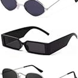 Unisex combo offer pack of 5 shades Unisex Fashion Sunglasses Set, 5 Pairs, Metal Frame, Black and Silver - Combo5-7617-image-43