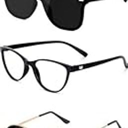 Unisex combo offer pack of 5 shades Unisex Fashion Sunglasses Set, 5 Pairs, Metal Frame, Black and Silver - Combo5-4069-image-53