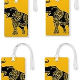 Elephant Luggage Tags, Bag Tag Travel Id Labels Tag for Baggage Suitcases Bags with Silicon|Set of 4 | Multicolor-28