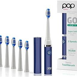 Pop Sonic Electric Toothbrush (Navy + 6 Brush Heads) - Travel Toothbrushes w/AAA Battery | Kids Electric Toothbrushes with 2 Speed & 15,000-30,000 Strokes/Minute, Dupont Nylon Bristles-picture-12