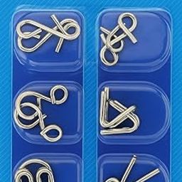VIYUHK Steel Wire Puzzle Set of 6 Brain Teaser IQ Test Disentanglement Iron Link Unlock Interlock Game Magic Trick IQ Metal Brain Teaser Toy for Party Favor Kids Adults Challenge Gifts, Prizes-image-78