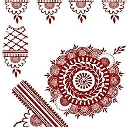 Voorkoms Mandala Henna Mehndi Temporary Tattoo Sticker For Women Size 6x4 inches 1 Pair red-23