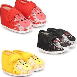 Newborn Baby Booties with Cartoon Face, 12 cm, Pack of 3, Multicolour, 0-9 Months-picture-34