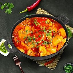 SOLARA Crownstone Premium Cast Iron Kadai 10 Inch/25 Cm, Ready to Use Deep Frying Kadhai 2.1 kg, Naturally Nonstick Cast Iron Kadai with 2 Loop Handles, 100% Pure and Toxin-Free kadhai-14