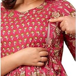 Maternity Feeding Kurtis for Women Cotton – Zip Access Nursing Dress | Comfortable Pregnancy Wear | Stylish Feeding Kurti | Soft Cotton Maternity Dresses for Womens-image-81
