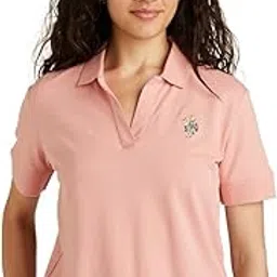 u.s. polo assn. Women's Cotton Solid Loose Fit Polo Shirt-picture-2