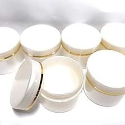 SHREE MAHA Empty Container Jar 30 ML Plastic Pearl Color Round Gold Ring, Cosmetics Shan Container for Creams,Lip Balm, Body Butter, Essential oil, Costemic, Makeup Use, 30 ML (Pack of 12)-33