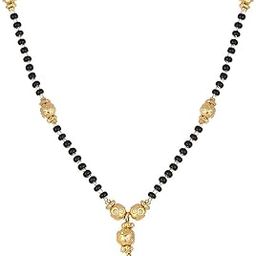 COLOUR OUR DREAMS Mangalsutra Gold Plated Brass Pearl With Black Bead Tanmaniya Nallapusalu Chain for Women-image-81