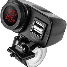 MERISHOPP Motorcycle Mobile Phone Socket Waterproof 2 USB Red-picture-1