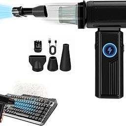 Air Duster, 2 in 1 Compressed Air Cleaner for Pc, 130,000 Rpm Handheld Car Vacuum Cleaner & Air Blower, Electric Compressed Air Duster, Mini Jet Blower Stepless Speed Control, 5500pa Vacuum Suction-2