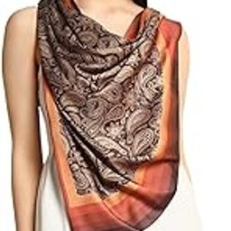Women Silk Digital Print Large Square Scarf Breathable Lightweight Neckerchief Printed Headscarf 40" x 40" Inch-image-6