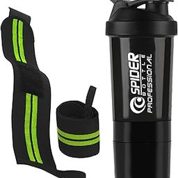 COOL INDIANS Professional Protein Shaker Bottle Set with Wrist Wraps and Straps, Gym Accessories,Leak Proof Design Protien Shaker 500ml With Wrist Supporter Band reduce to weightlifing (Black)-image-16