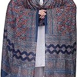 Handloom Ajrakh Cotton Dupatta For Women(TWT_ACD_10, BLUE_RED)-picture-17