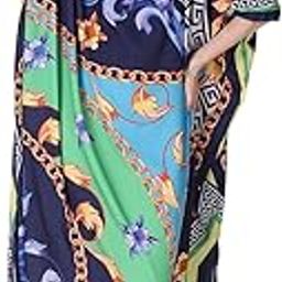Abstract Minimalist Printed Crepe Maxi Length Kaftan Dress for Women Multicolor Freesize-image-63