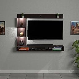 DAS Proxima LED Light Installed Wall Mount Engineered Wood TV Entertainment Unit/Tv Rack Set to Box Stand with Wall Shelves for Living Room Flowery Wenge Finish (Ideal for up to 43") Screen-27