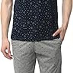 Cotton Blend Night Suit Co-ord Set for Men with V-Neck Half Sleeve T-Shirt and Capri-VJ-MNS-TC-GROUP16-49