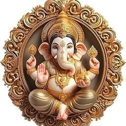MagJet Ornate Lord Ganesha Wall Sticker - 50x50 cm, Luxurious Golden Ganapati Vinyl Decal, Richly Detailed Hindu Deity Art for Pooja Rooms, Exquisite Spiritual Home Decor-image-53